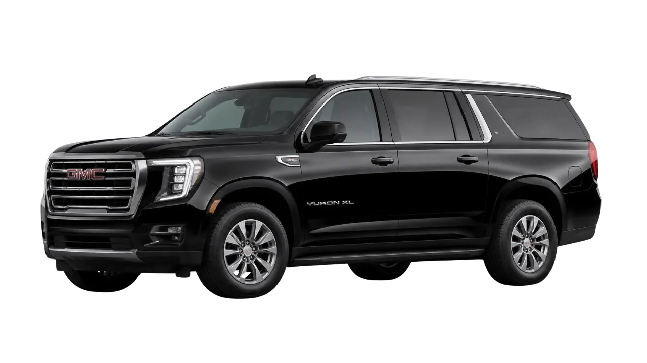 Black GMC Yukon XL, full-size luxury suv in the DFW Airport Taxi Limo fleet